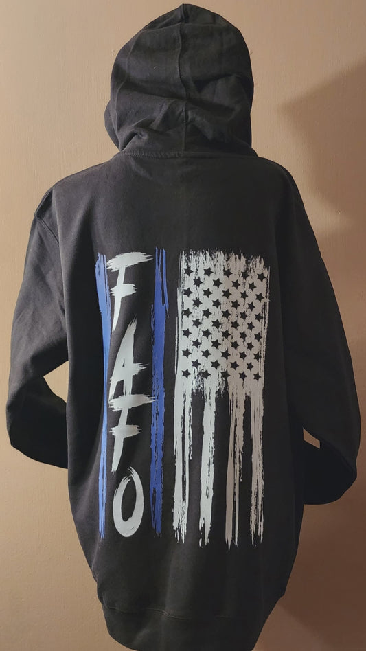 FAFO Thin Blue Line Distressed American Flag Hoodie Comfortable Unisex Man Woman Set Breathable